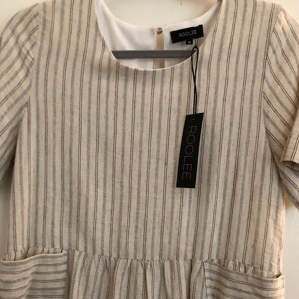 Roolee Dress / Size Medium, Cream + Stripes